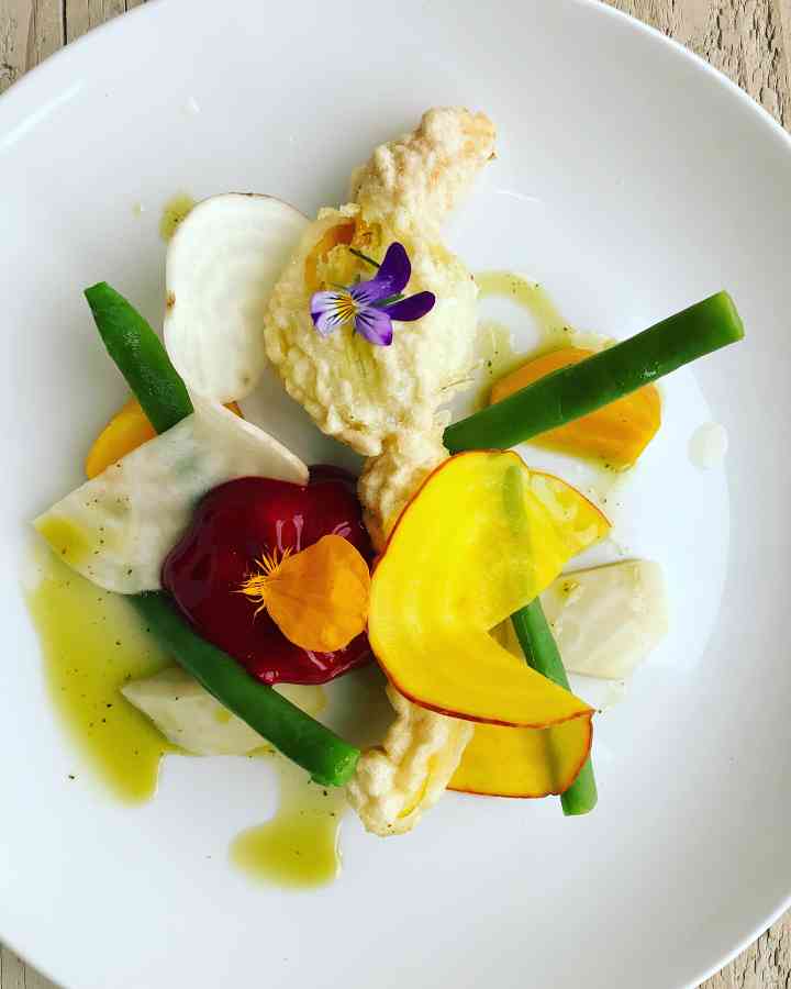 Variation of Beetroot, Courgette Flower & French Beans