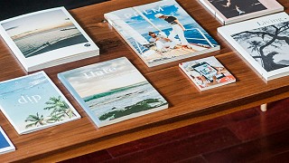 magazines on table