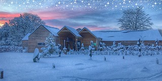 restaurant in snowy scene