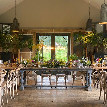 The Green Barn Restaurant all set up for a wedding reception
