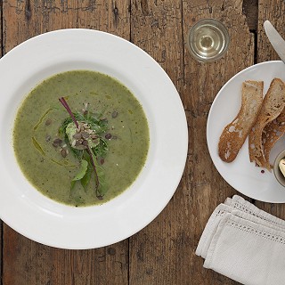 Nettle and lovage soup
